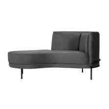 Chaise Longue Luminne Veludo Cinza e Preto