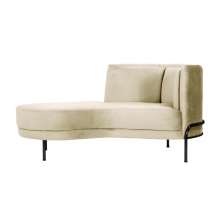 Chaise Longue Luminne Veludo Creme e Preto