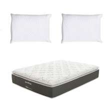 Colchão Casal Safira Plush Molas Ensacadas (30x138x188) Branco e Cinza com 2 Travesseiros Guldi Soft Nasa Branco