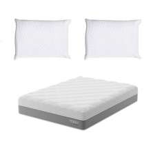 Colchão Queen Sublime Mola Ensacada e Espuma Viscoelástica (32x158x198) Cinza e Branco com 2 Travesseiros Guldi Soft Nasa Branco