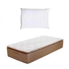 Colchão Solteiro Brilhante Molas Ensacadas (30x88x188) Marrom e Bege com Travesseiro Guldi Soft Nasa Branco