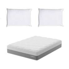 Colchão Viúva Sublime Mola Ensacada e Espuma Viscoelástica (32x128x188) Cinza e Branco com 2 Travesseiros Guldi Soft Nasa Branco