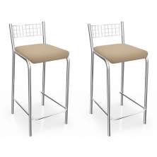 Conjunto com 2 Banquetas Zurique Bege
