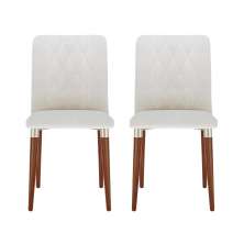 Conjunto com 2 Cadeiras Abbey Linho Off White e Natural