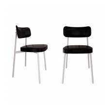 Conjunto com 2 Cadeiras Alloa Revestimento Sintético Preto e Branco