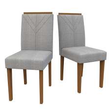 Conjunto com 2 Cadeiras Amanda Linho Cinza e Imbuia