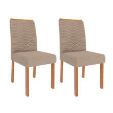 Conjunto com 2 Cadeiras Clarice Wood Linho Bege e Madeira