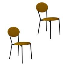 Conjunto com 2 Cadeiras Elipse Poliéster Amarelo e Preto