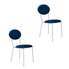 Conjunto com 2 Cadeiras Elipse Poliéster Azul e Branco