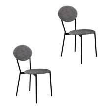 Conjunto com 2 Cadeiras Elipse Poliéster Prata e Preto