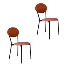 Conjunto com 2 Cadeiras Elipse Poliéster Rosa e Caramelo com Preto