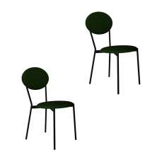 Conjunto com 2 Cadeiras Elipse Poliéster Verde Musgo e Preto