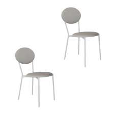Conjunto com 2 Cadeiras Elipse Revestimento Sintético Cinza Claro e Branco