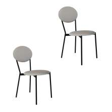 Conjunto com 2 Cadeiras Elipse Revestivemento Sintético Cinza Claro e Preto