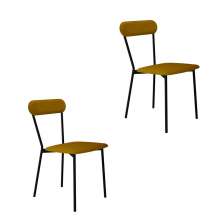 Conjunto com 2 Cadeiras Emília Poliéster Amarelo e Preto