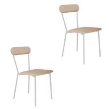 Conjunto com 2 Cadeiras Emília Poliéster Areia e Branco
