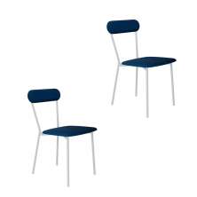 Conjunto com 2 Cadeiras Emília Poliéster Azul e Branco