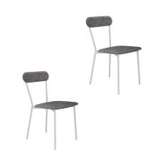 Conjunto com 2 Cadeiras Emília Poliéster Prata e Branco