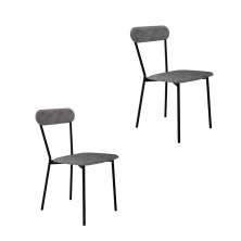 Conjunto com 2 Cadeiras Emília Poliéster Prata e Preto
