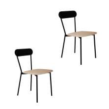 Conjunto com 2 Cadeiras Emília Poliéster Preto e Areia