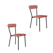 Conjunto com 2 Cadeiras Emília Poliéster Rosa e Preto