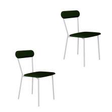 Conjunto com 2 Cadeiras Emília Poliéster Verde Musgo e Branco