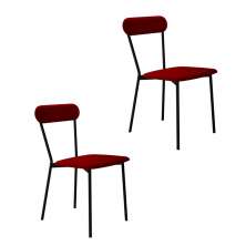 Conjunto com 2 Cadeiras Emília Poliéster Vermelho e Preto
