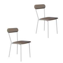 Conjunto com 2 Cadeiras Emília Revestimento Sintético Cinza e Branco