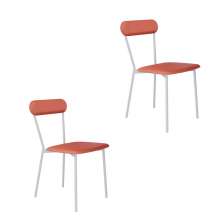 Conjunto com 2 Cadeiras Emília Revestimento Sintético Terracota e Branco
