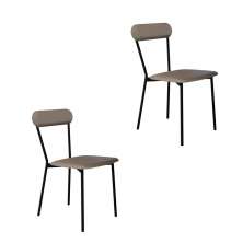 Conjunto com 2 Cadeiras Emília Revestivemento Sintético Cinza e Preto
