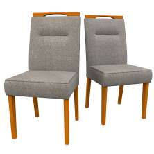 Conjunto com 2 Cadeiras Italia Linho Cinza e Ype