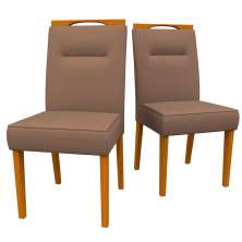 Conjunto com 2 Cadeiras Italia Revestimento Sintético Marrom Claro e Ype