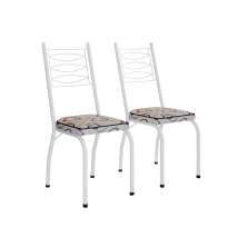 Conjunto com 2 Cadeiras Ludi Estampado Cedro e Branco
