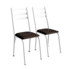 Conjunto com 2 Cadeiras Peters Revestimento Sintético Cacau e Branco