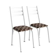 Conjunto com 2 Cadeiras Peters Revestimento Sintético Palha e Branco