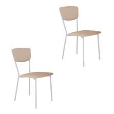 Conjunto com 2 Cadeiras Retrô Poliéster Areia e Branco