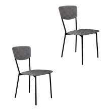 Conjunto com 2 Cadeiras Retrô Poliéster Prata e Preto