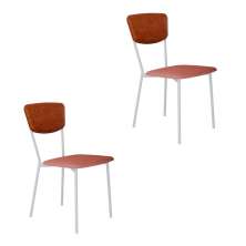 Conjunto com 2 Cadeiras Retrô Poliéster Rosa e Caramelo com Branco