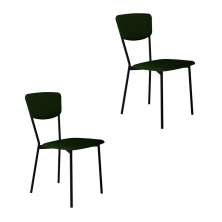 Conjunto com 2 Cadeiras Retrô Poliéster Verde Musgo e Preto