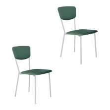 Conjunto com 2 Cadeiras Retrô Revestimento Sintético Verde e Branco