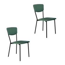 Conjunto com 2 Cadeiras Retrô Revestivemento Sintético Verde e Preto