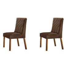 Conjunto com 2 Cadeiras Varsovia Luxo Veludo Marrom e Imbuia