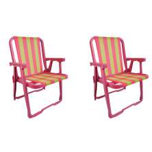 Conjunto com 2 Cadeiras de Praia Peruíbe Rosa