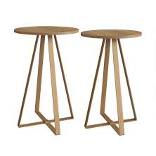 Conjunto com 2 Mesas Laterais Boro Hanover e Dourado