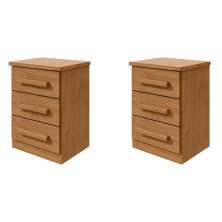 Conjunto com 2 Mesas de Cabeceira Baião 6 Gavetas Amêndoa Clean