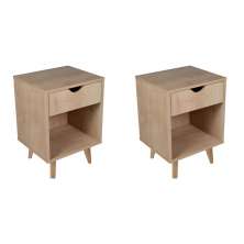 Conjunto com 2 Mesas de Cabeceira Bilbo 2 Gavetas Madeira