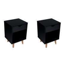 Conjunto com 2 Mesas de Cabeceira Bilbo 2 Gavetas Preto