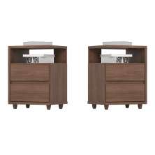 Conjunto com 2 Mesas de Cabeceira Campeche 4 Gavetas Catanho