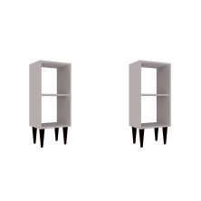 Conjunto com 2 Mesas de Cabeceira Elegance Cinza Cristal