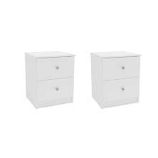 Conjunto com 2 Mesas de Cabeceira Gandu 4 Gavetas Branca